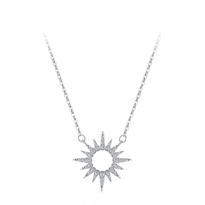 Classic S925 sterling silver sunflower necklace with radiant full diamond zircon pendant