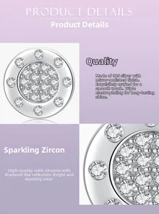 Macro shot of 925 silver round stud earring with cubic zirconia and mirror polish finish