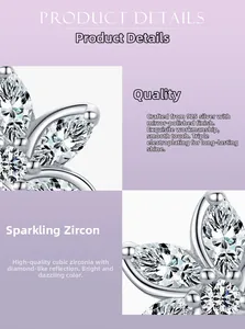 Macro view of S925 sterling silver flower stud earrings with sparkling cubic zirconia