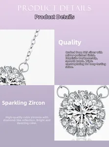 Macro detail of S925 sterling silver necklace showing polished finish and cubic zirconia inlay