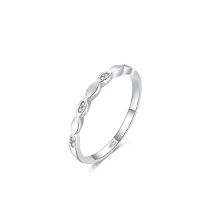 Minimalist 925 Sterling Silver Geometric Ring For Women Dainty Zirconia Inlaid Stackable Finger Ring Fashion Jewelry Gift