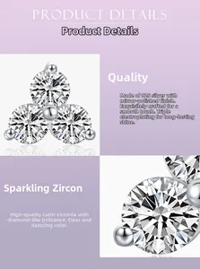 Detail of 925 silver stud with triple-layered plating and cubic zirconia stones