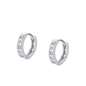 Luxurious S925 sterling silver hoop earrings featuring micro-pave cubic zirconia stones