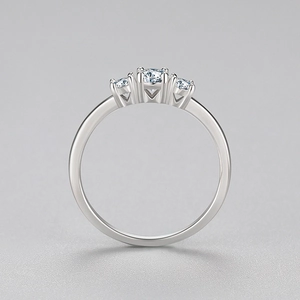 Elegant S925 sterling silver three-stone ring with brilliant round cut cubic zirconia