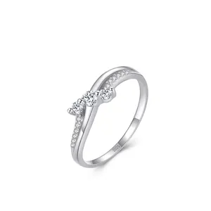 S925 Sterlingsilber Zirkonia Ring Klassisch Elegant Mikro-Pave Kreuz Wellenlinie Mode Schmuck Fingerring Für Damen