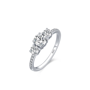 Elegant S925 sterling silver three-stone ring with classic round cubic zirconia accents