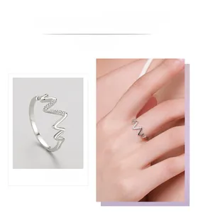 Detailed view of wave-shaped S925 silver ring with micro-paved sparkling cubic zirconia