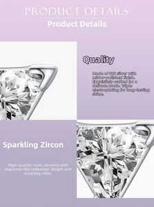 Close-up of S925 silver triangle earring with cubic zirconia and mirror polished finish