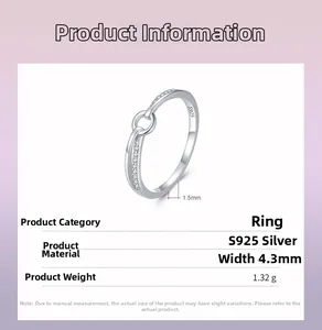 Macro shot of S925 sterling silver ring showing the 4.3mm width and 1.5mm thickness
