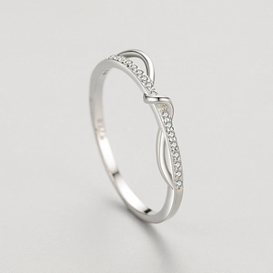 Elegant S925 sterling silver infinity ring with sparkling micro-pave cubic zirconia stones