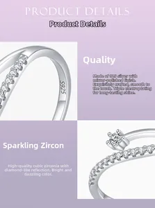 Detailed views of S925 silver ring featuring cubic zirconia inlay and S925 hallmark
