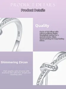 Detailed macro view of S925 sterling silver knotted ring with engraved hallmark and zircons