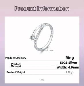 Macro shot of S925 sterling silver ring showing precise width and 1.56g weight specs