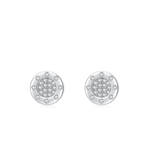 Elegant S925 sterling silver round stud earrings featuring shimmering cubic zirconia
