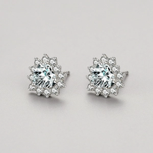 Élégantes boucles d'oreilles tournesol en argent S925 avec zircons brillants de haute qualité