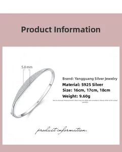 Dettagli del bracciale in argento S925 con micro-pavé di zirconi e punzonatura interna