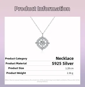 Detailed view of S925 sterling silver geometric pendant necklace with dimensions and weight
