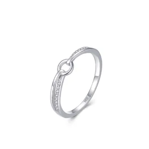 S925 Sterling Silver Geometric Knot Ring For Women Micro Pave Zirconia Minimalist Ins Style Finger Ring Fashion Jewelry