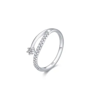 Elegant 925 Sterling Silver Cross Twist Ring For Women Micro Pave Zirconia Simple Chic Finger Ring Luxury Jewelry Gift