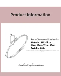 Bracelet nœud en argent sterling S925 avec zircons micro-pavés et détails du poinçon
