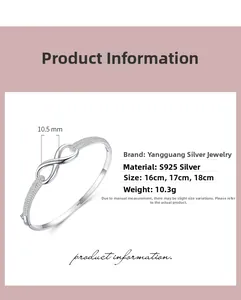 Détail macro du bracelet infini en argent sterling S925 avec pavé de zircones