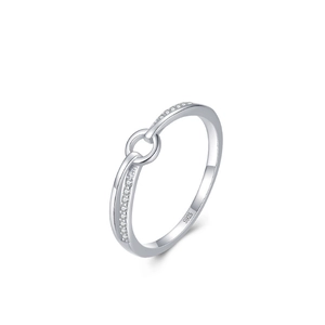 Minimalist S925 sterling silver geometric intertwined ring with pavé cubic zirconia