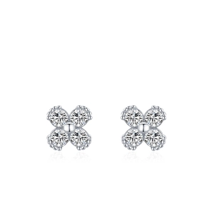 Eleganti orecchini a fiore in argento S925 con brillanti cristalli di zirconia cubica