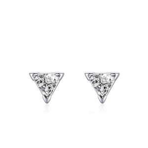 Minimalist s925 silver triangle stud earrings with sparkling cubic zirconia stones