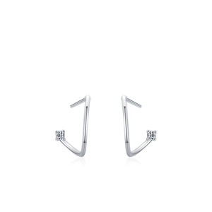 Eleganti orecchini a gancio in argento s925 con zirconi quadrati minimalisti