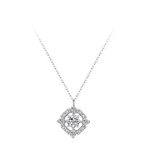 S925 Sterling Silver Necklace For Women Geometric Square Pendant Inlaid Zirconia Simple Luxury Clavicle Chain Jewelry Gift