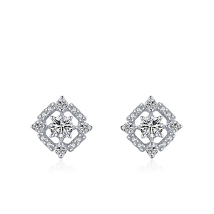 Boucles d'oreilles géométriques en argent 925 avec zircons ronds étincelants