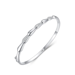 Bracelet jonc en argent S925 poli orné de zircons avec un design élégant en goutte