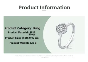 Detail view of 925 silver ring featuring a 0.92cm round claw-set cubic zirconia centerpiece