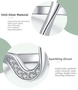 Detail of S925 sterling silver geometric ring with cubic zirconia claw setting