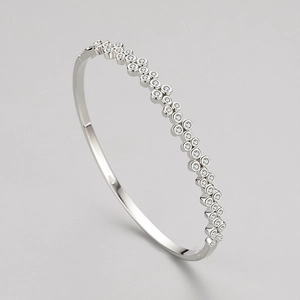 Bracelet bulles en argent sterling S925 avec pavé de zircons cubiques multicouche