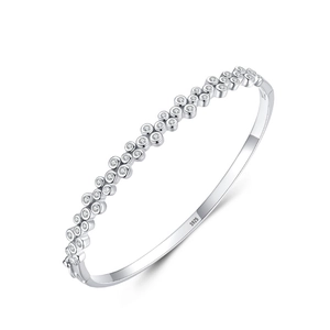 Bracelet manchette bulles en argent sterling S925 avec incrustation de zircons