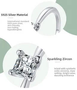 Detailaufnahme des S925 Sterlingsilber Rings mit 4-Krallen Fassung und Zirkonia Stein
