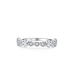 Bague Marguerite en Argent Sterling 925 Avec Zirconia Bague Ouverte Florale Scintillante Bijoux de Mode Minimaliste Femme