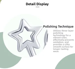 Close-up of S925 sterling silver hollow star earrings with fine triple polishing