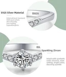 Detailed macro view of S925 sterling silver ring showing S925 hallmark and prong setting