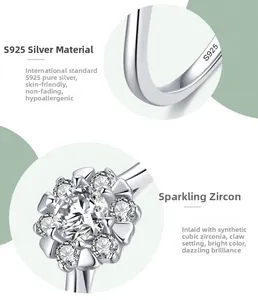 Macro shot showing S925 sterling silver hallmark and claw-set zircon stone detail