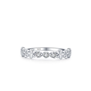 Bague marguerite élégante en argent sterling S925 avec motifs floraux en zircone