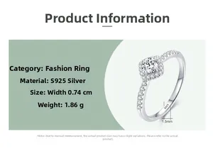 Detail showing S925 sterling silver ring dimensions and weight parameters on graphic