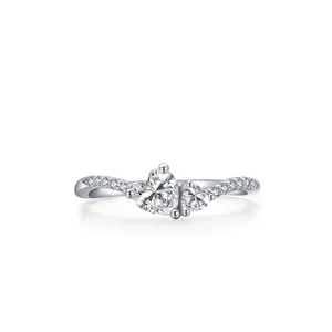 S925 Sterling Silver Heart Ring For Women Minimalist Zirconia Inlaid Finger Ring Light Luxury Jewelry Valentine Day Gift