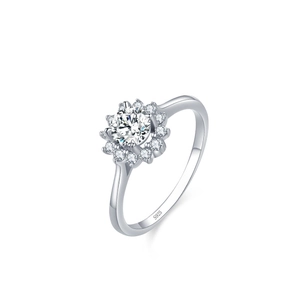 S925 sterling silver lace ring with sparkling round cluster cubic zirconia stones