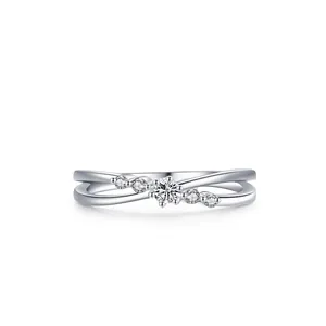 Bague Entrecroisée en Argent Sterling 925 Incrustée de Zirconia Bijoux Géométriques Minimalistes Élégants pour Femme Cadeau de Mariage Fête