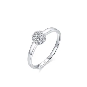 925 Sterling Silver Ring For Women Micro Pave Zirconia Geometric Ball Ring Light Luxury Fashion Jewelry Accessory Gift