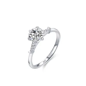 S925 Sterling Silver Zirconia Ring Fashion Luxurious 6 Prong Round Crown Engagement Wedding Ring For Women Jewelry