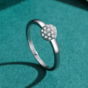 Polished S925 silver ring for women featuring a shimmering micro-paved zircon cluster