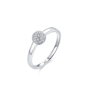 S925 sterling silver ring with a cluster of micro-paved sparkling cubic zirconia stones